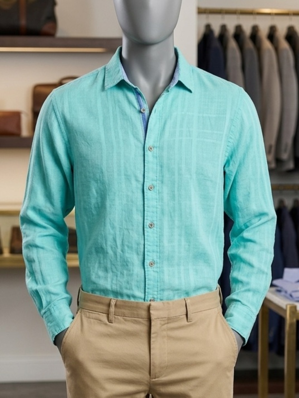 Caribbean Aqua Casual Button-Down Shirt